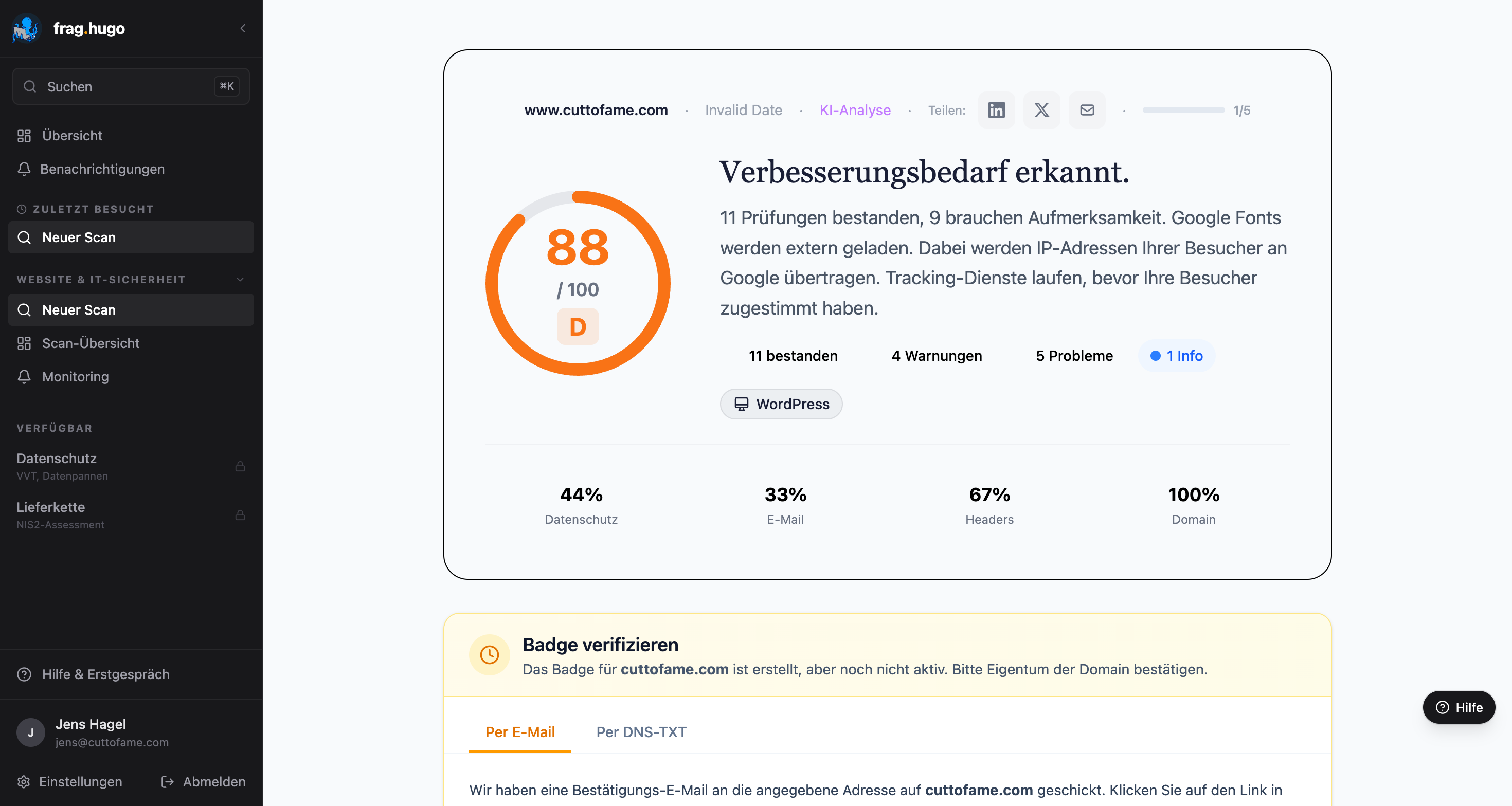 Pending-Panel — E-Mail-Option