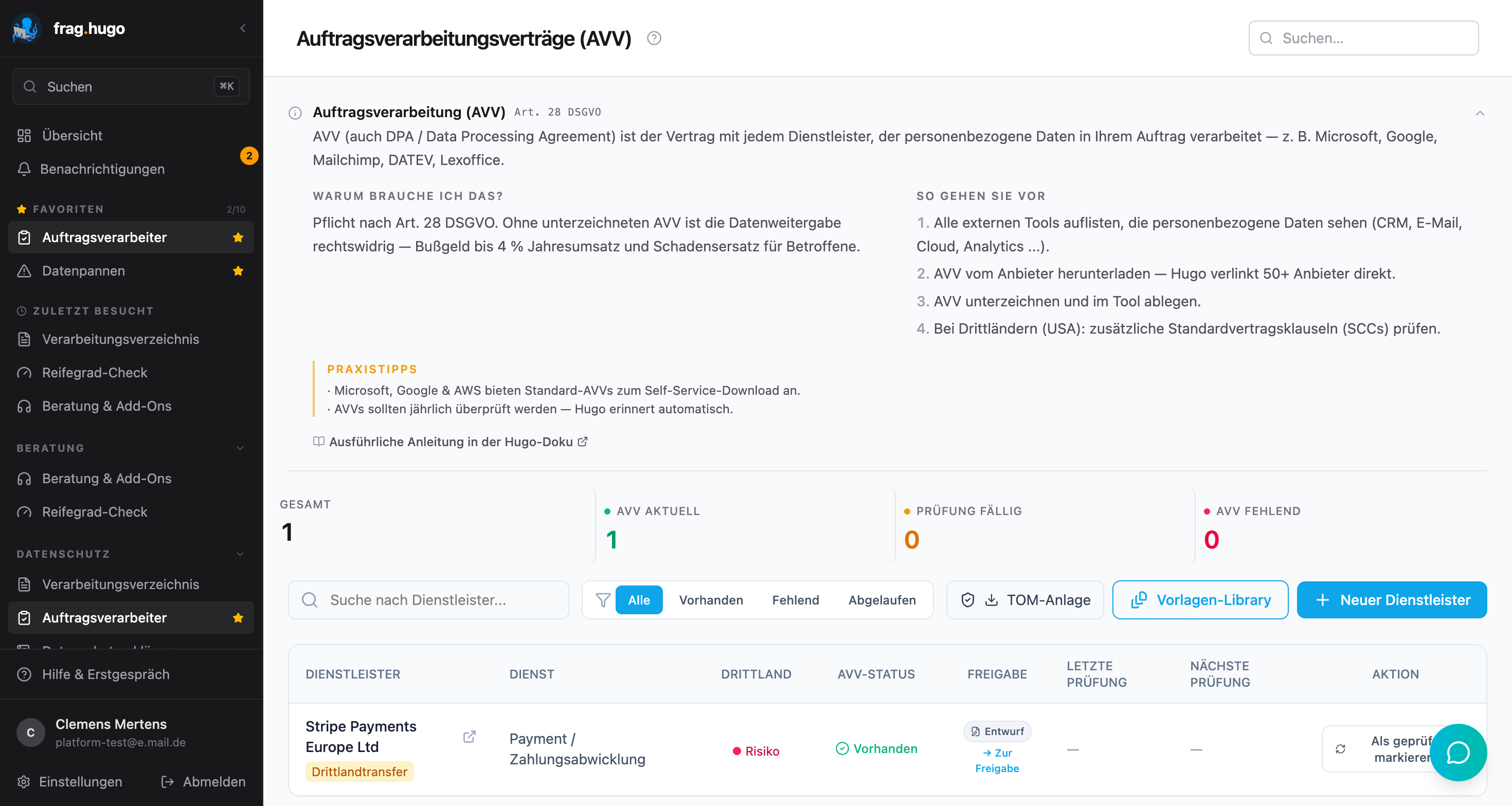 Auftragsverarbeiter-Übersicht