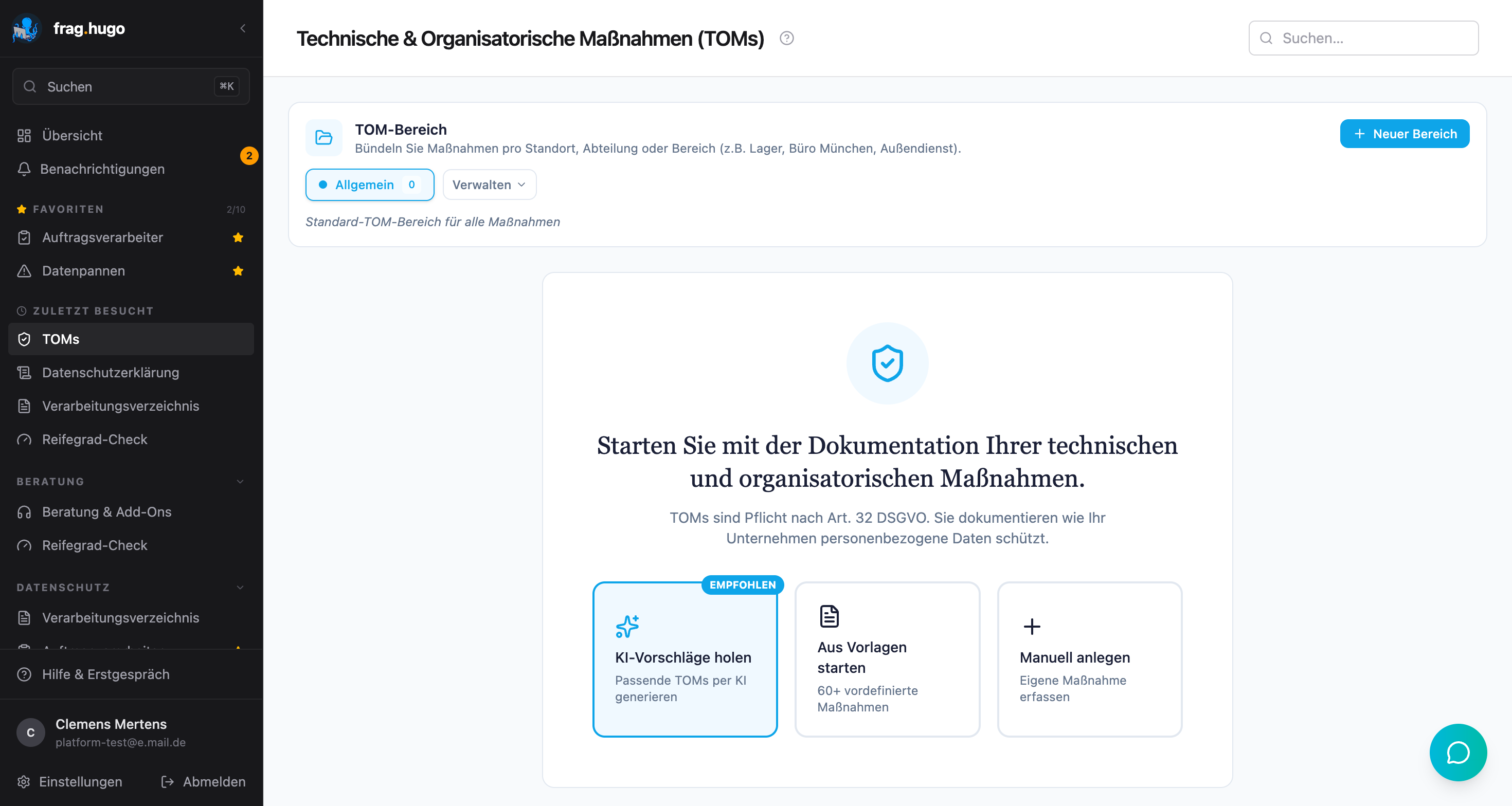 TOMs-Übersicht in Kategorien