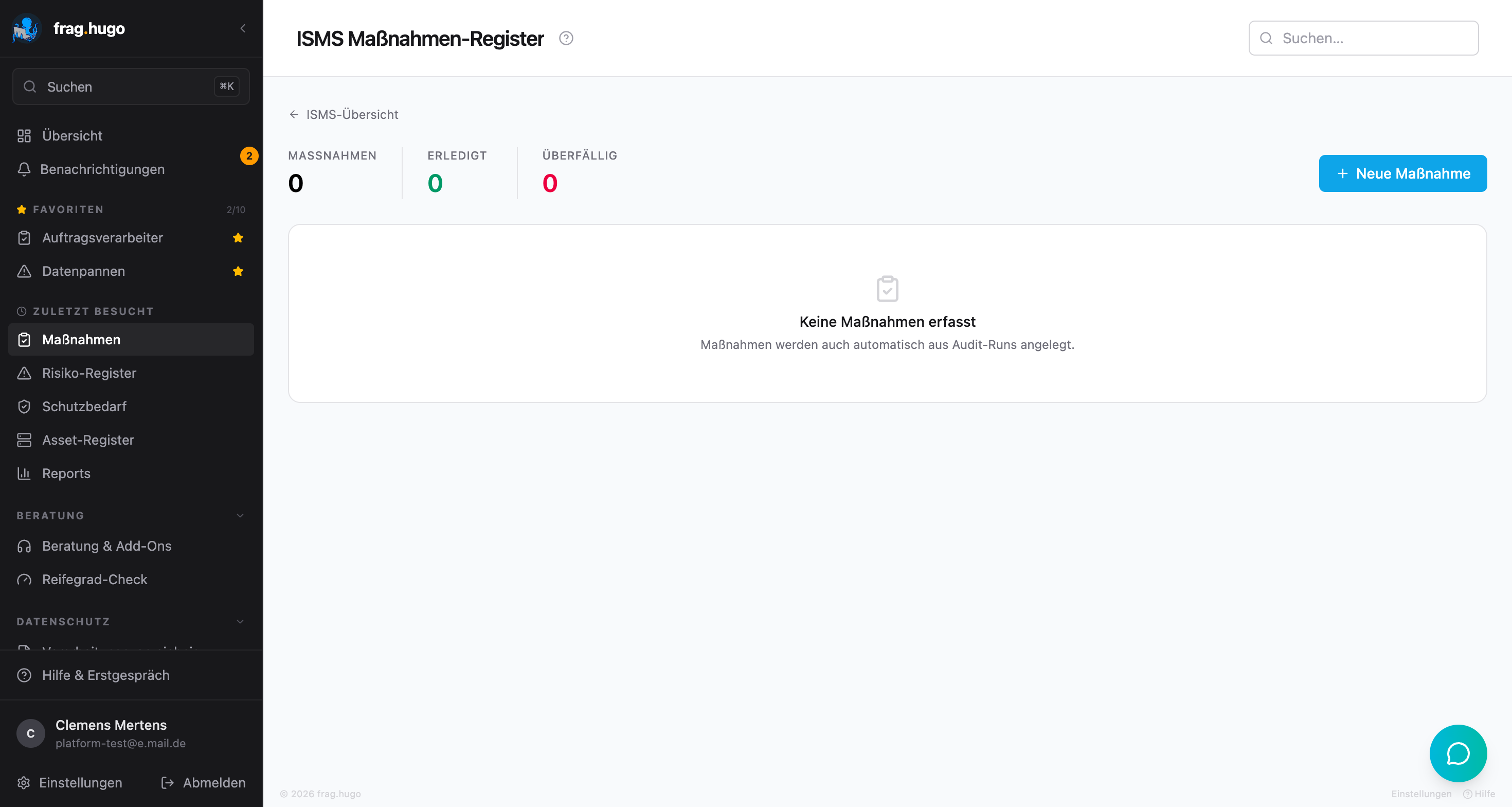 Maßnahmen mit Status