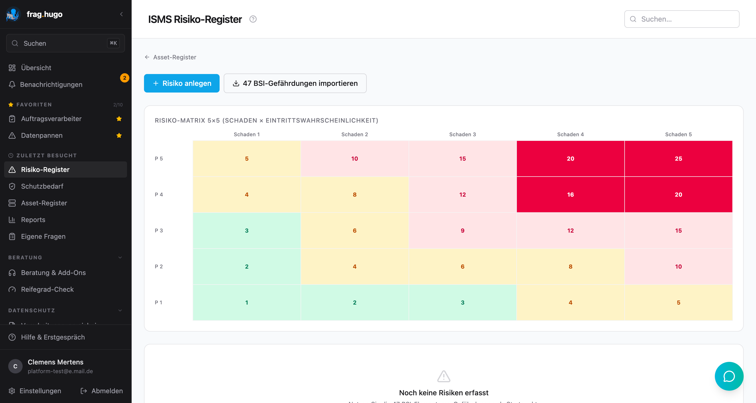 Risiko-Register mit Heat-Map