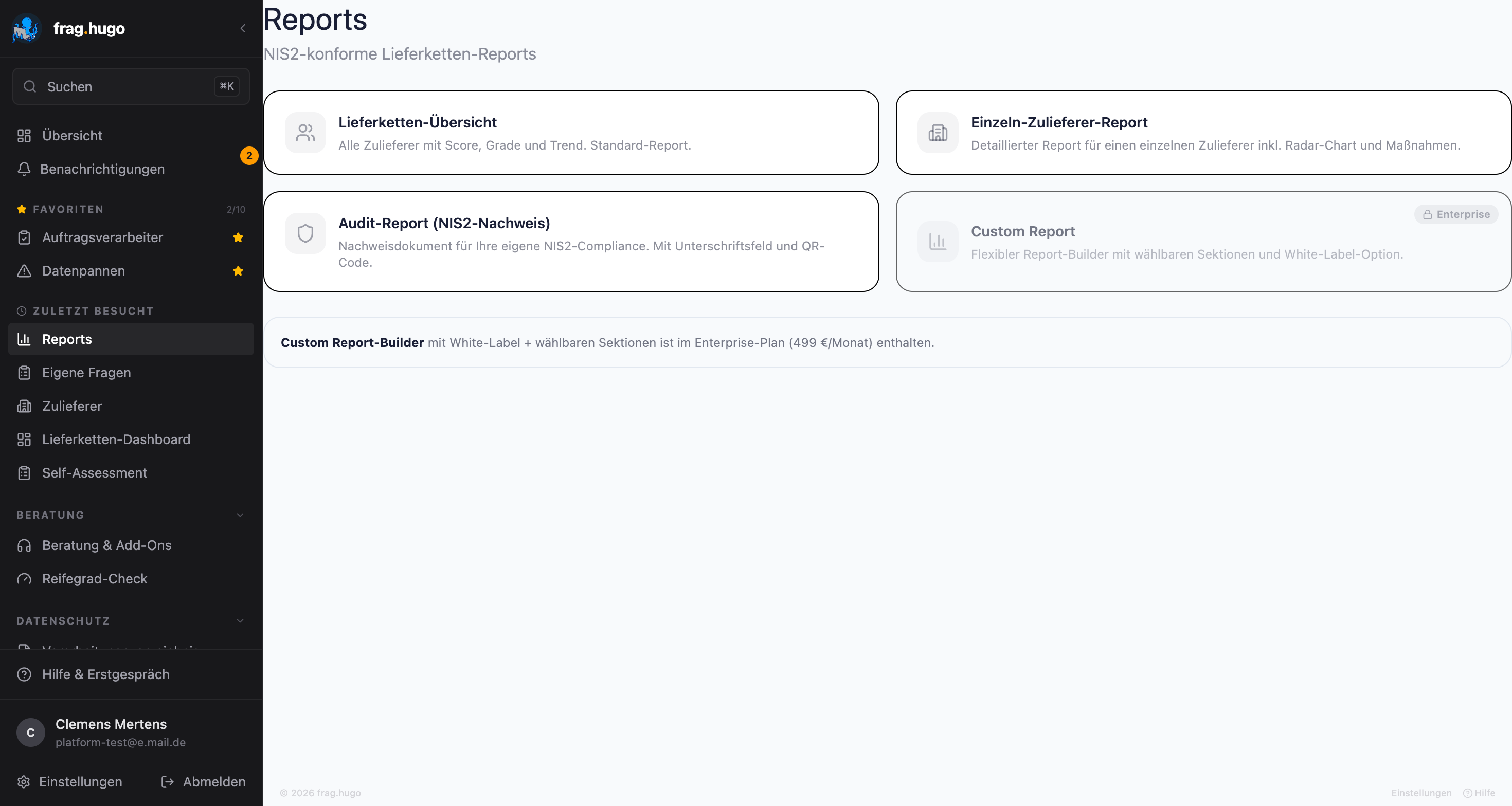 Reports-Auswahl