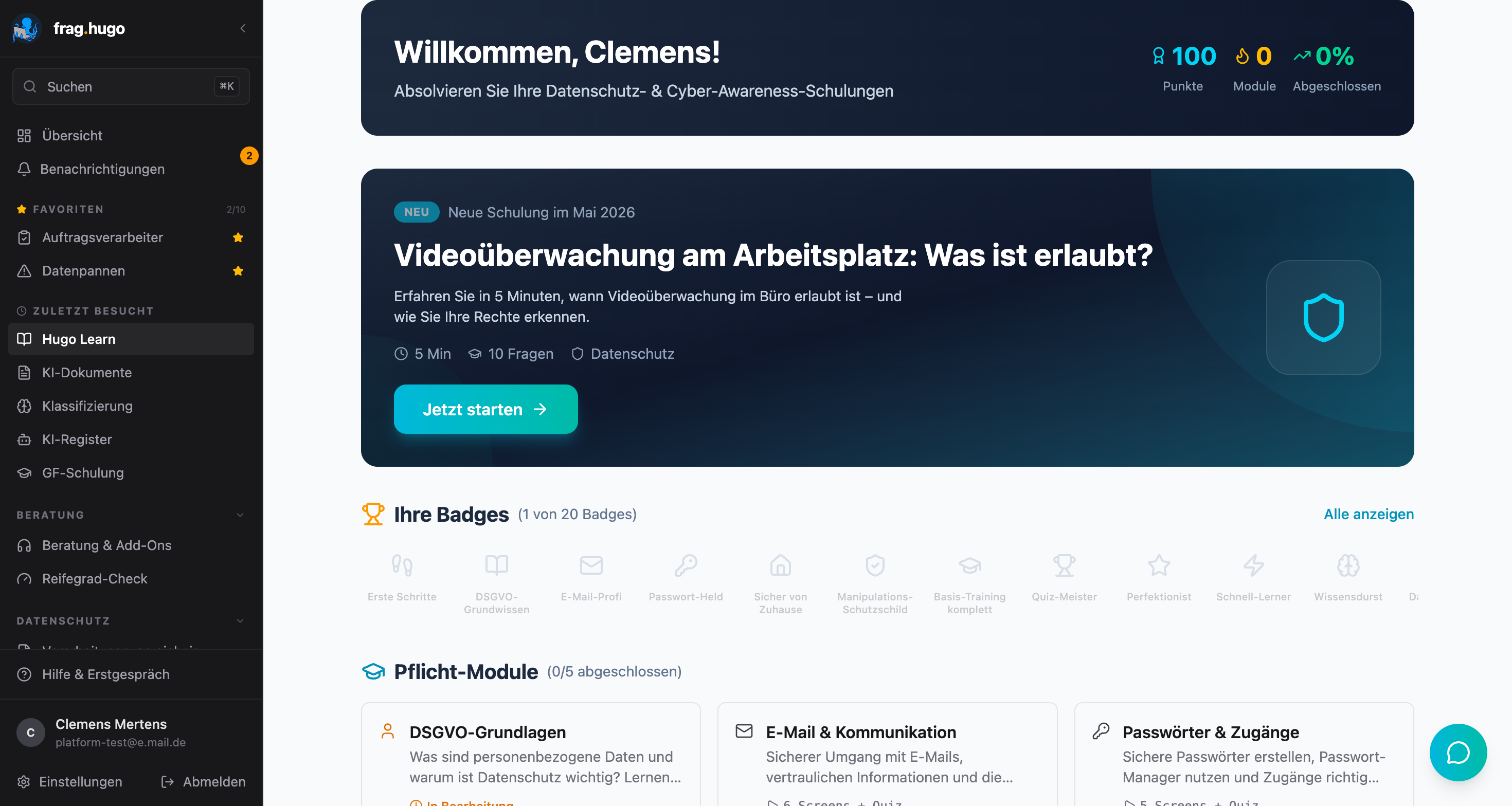 Hugo Learn Kurs-Katalog