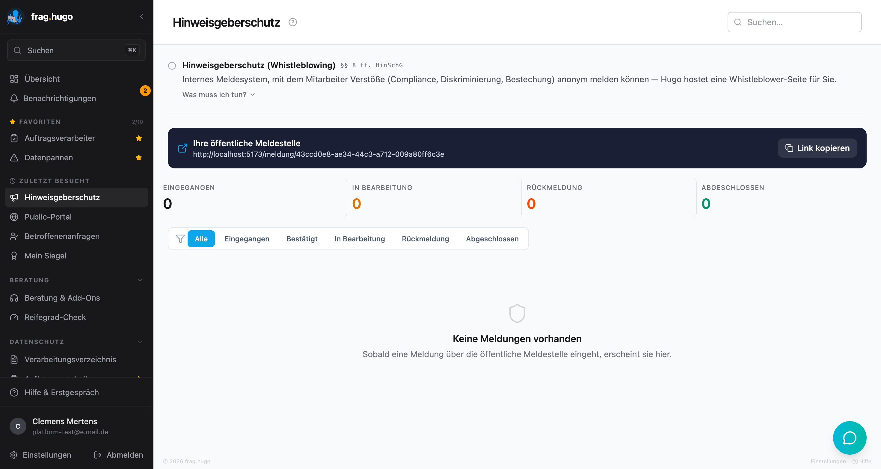Hinweisgeber-Fälle in der Übersicht