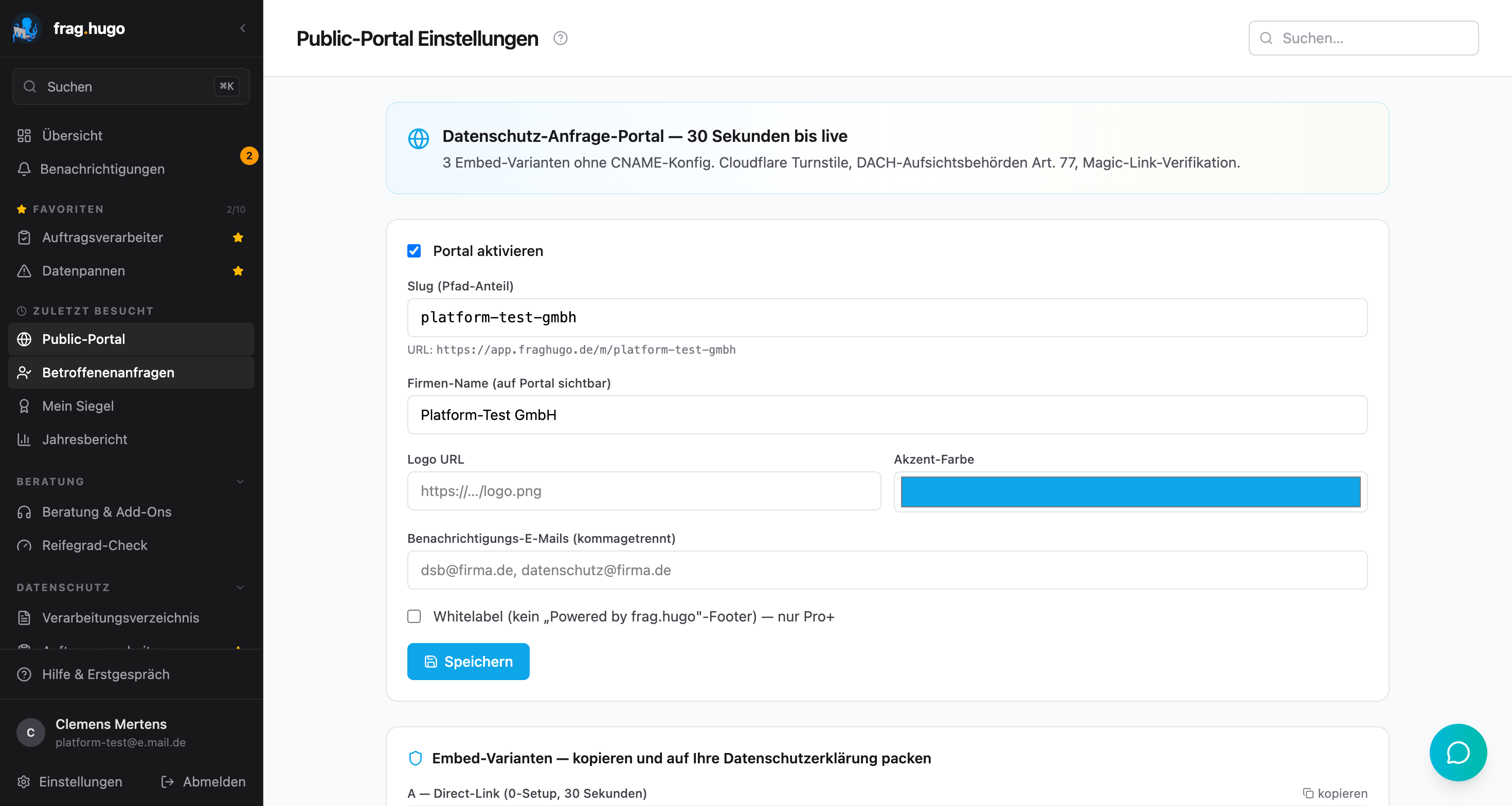 Public-DSAR-Portal Konfigurator