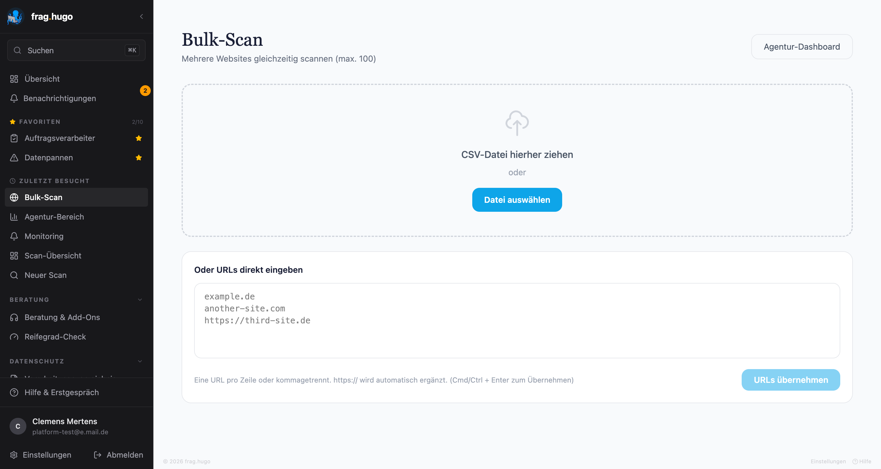Bulk-Scan Hochlade-Maske