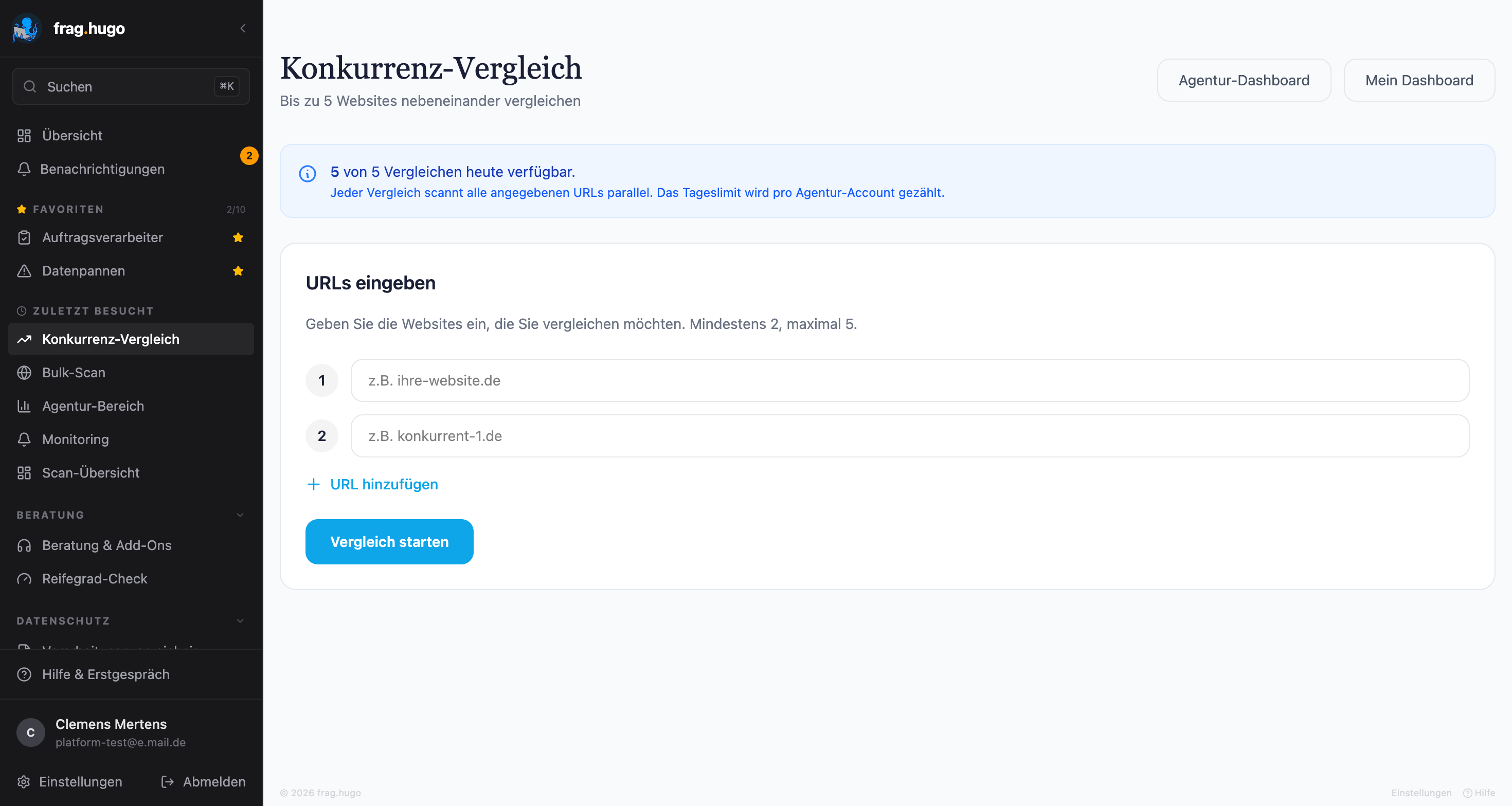 Konkurrenz-Vergleich mit Balkendiagramm