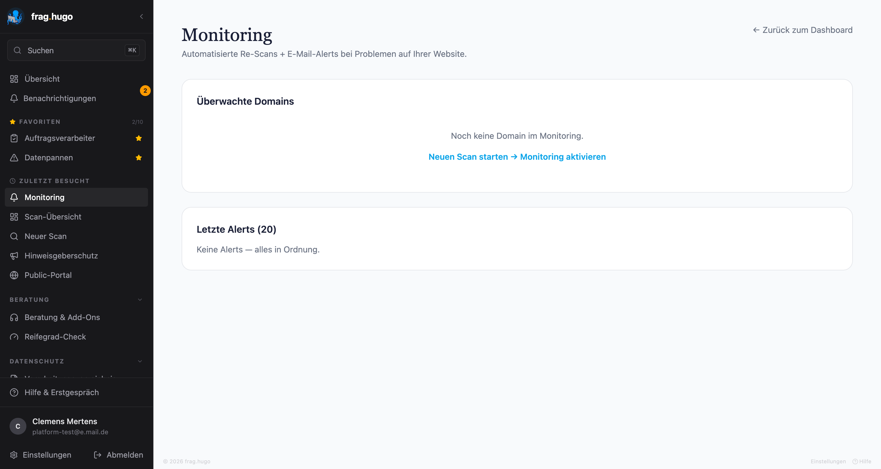 Monitoring-Einstellungen pro Domain